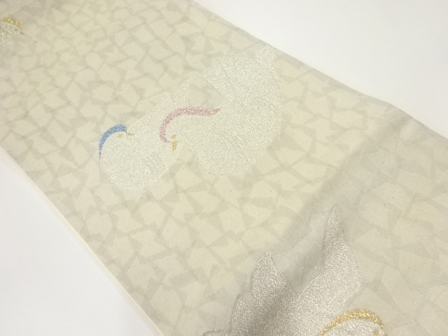 JAPANESE KIMONO / ANTIQUE FUKURO OBI / SILK / WOVEN MANDARIN DUCKS